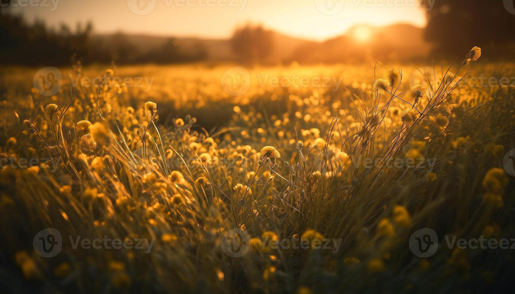 luce del sole scrosciante al di sopra di un' bellissimo d'oro giallo campo. natura bellezza concetto foto