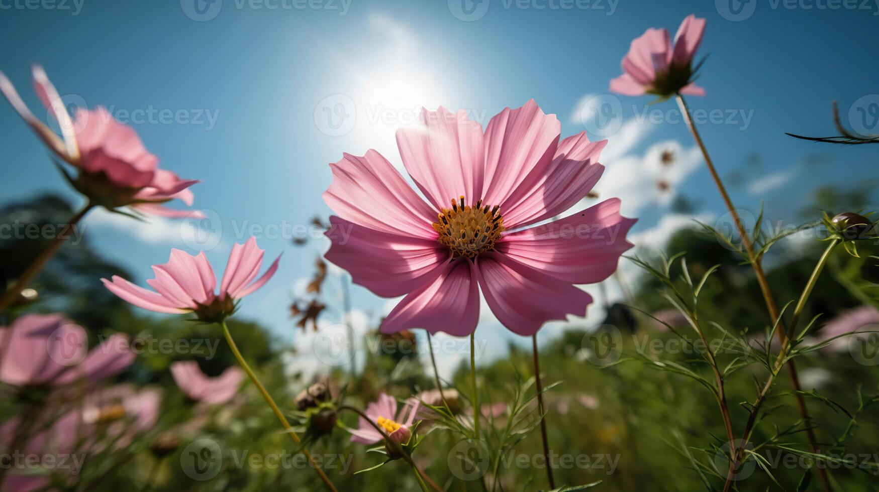 cosmo fiore e blu cielo, generativo ai foto