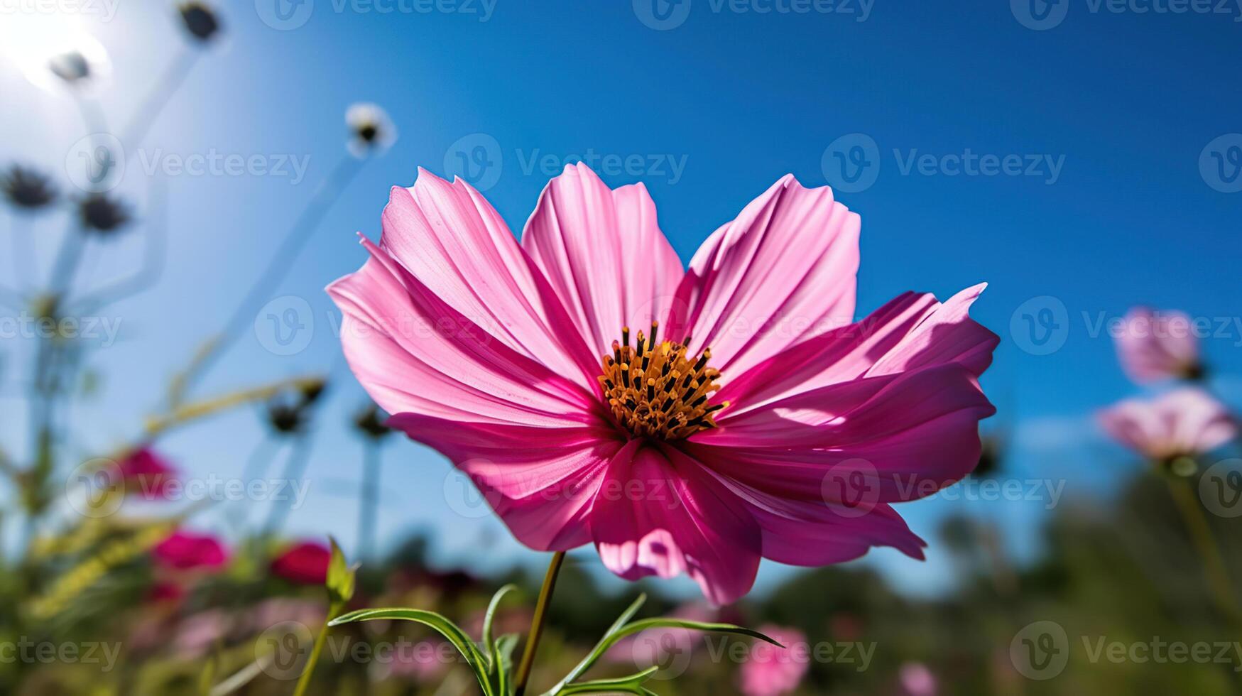 cosmo fiore e blu cielo, generativo ai foto