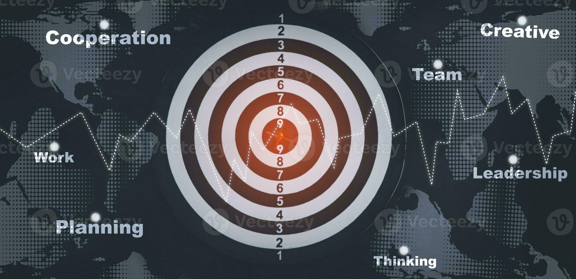 bullseye dardo freccia e linea di azione mercato o forex commercio grafico e candeliere grafico adatto per finanziario investimento concetto, economia tendenze sfondo per attività commerciale idea e tutti arte opera design. foto