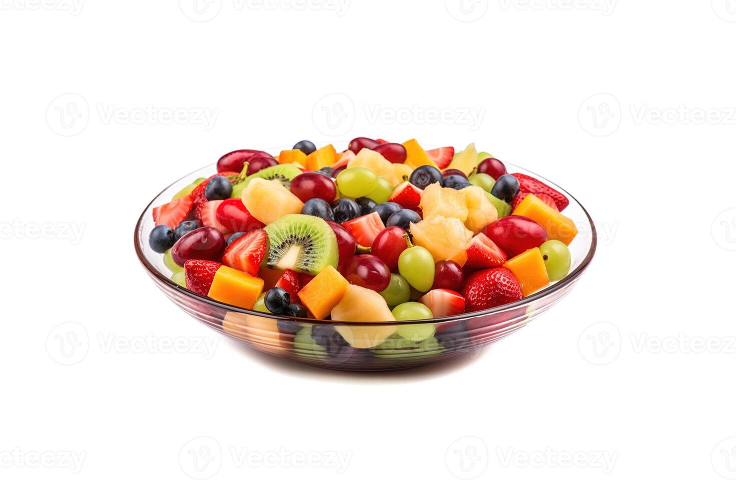 frutta bacca insalata su un' piatto isolato su un' bianca sfondo. ai generato foto