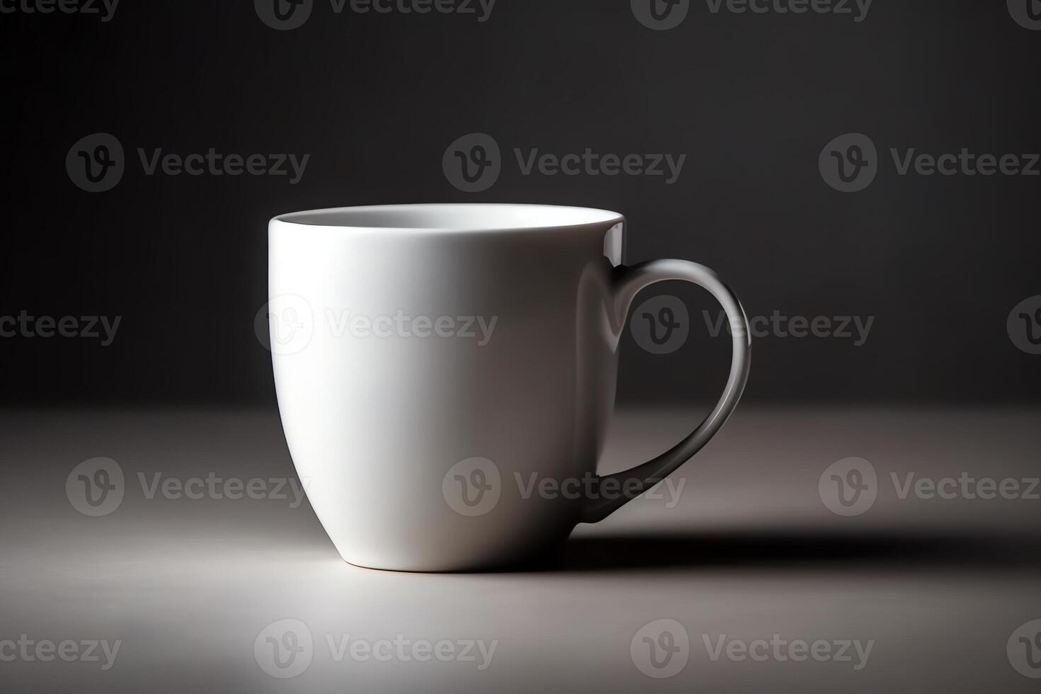 vicino su di bianca tè boccale modello caffè tazza ceramica vuoto isolato bianca. ai generato foto