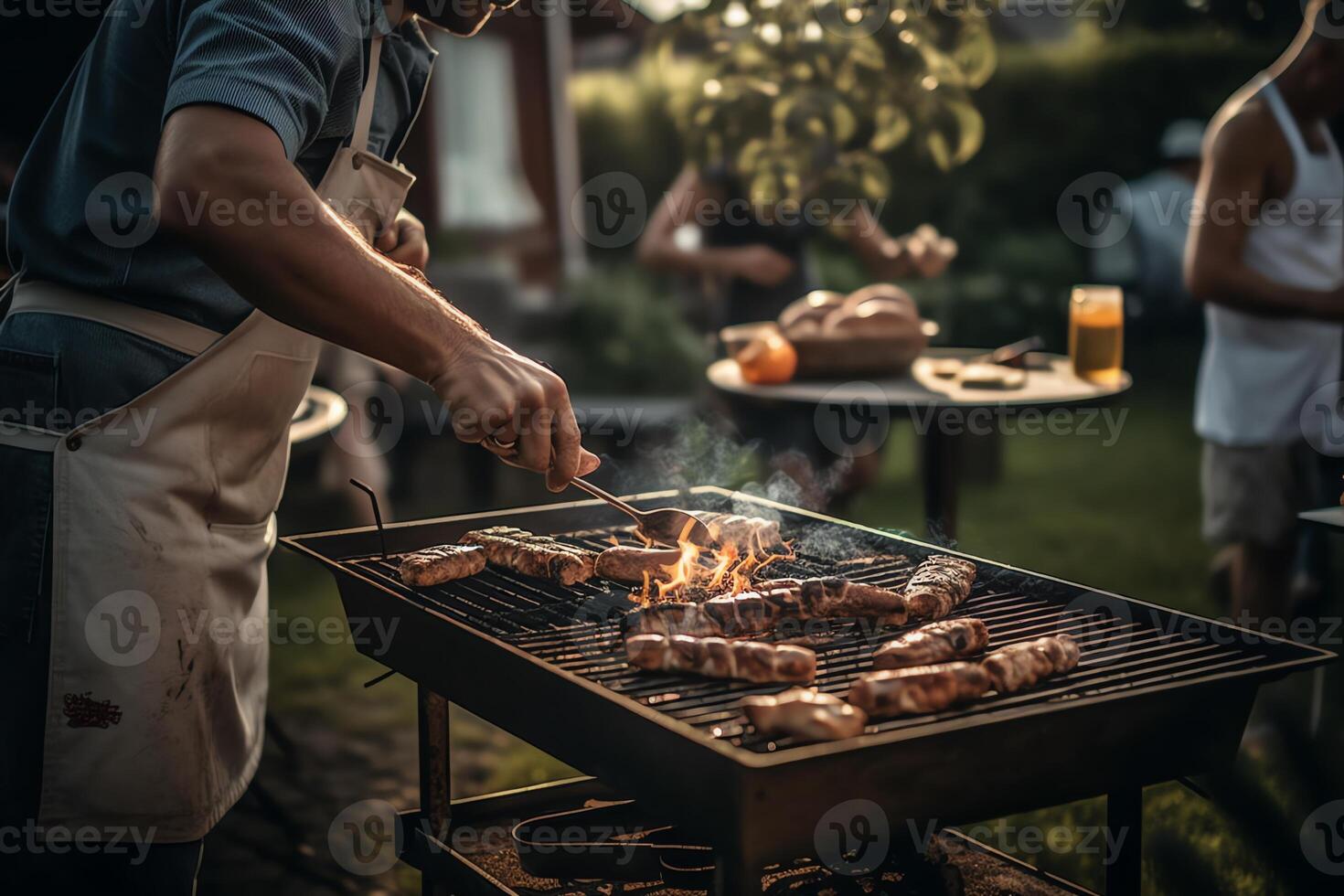 grigliate su un' barbecue festa. ai generato foto