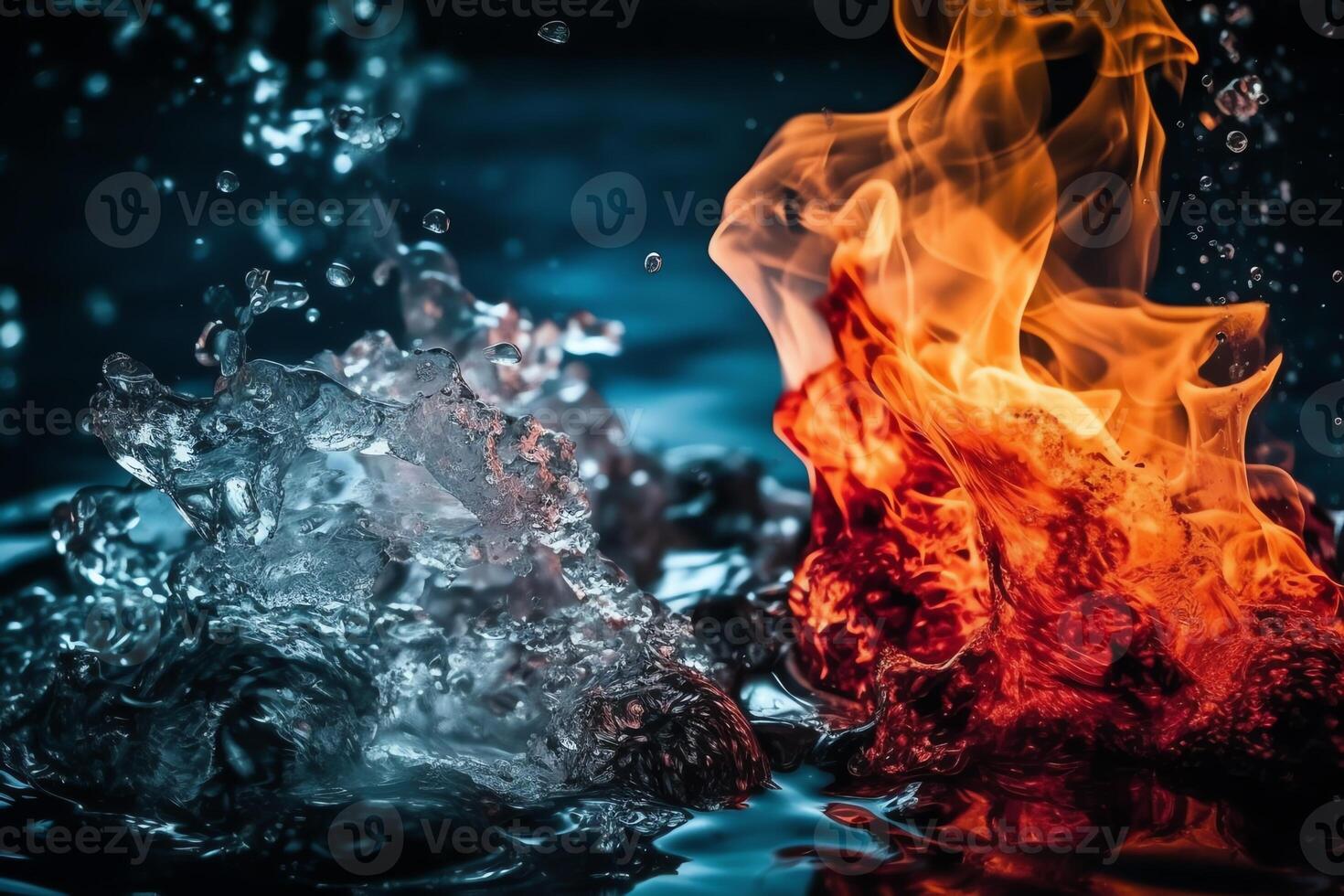 ghiaccio collisione con fiamme del desktop sfondo alto contrasto. ai generato foto