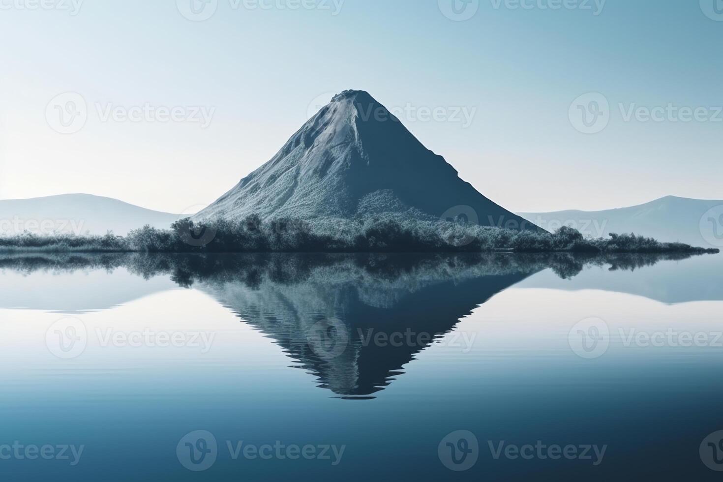 natura astratto sfondo di roccia montagna picco montagna alto con lago minimalismo stile. ai generato foto