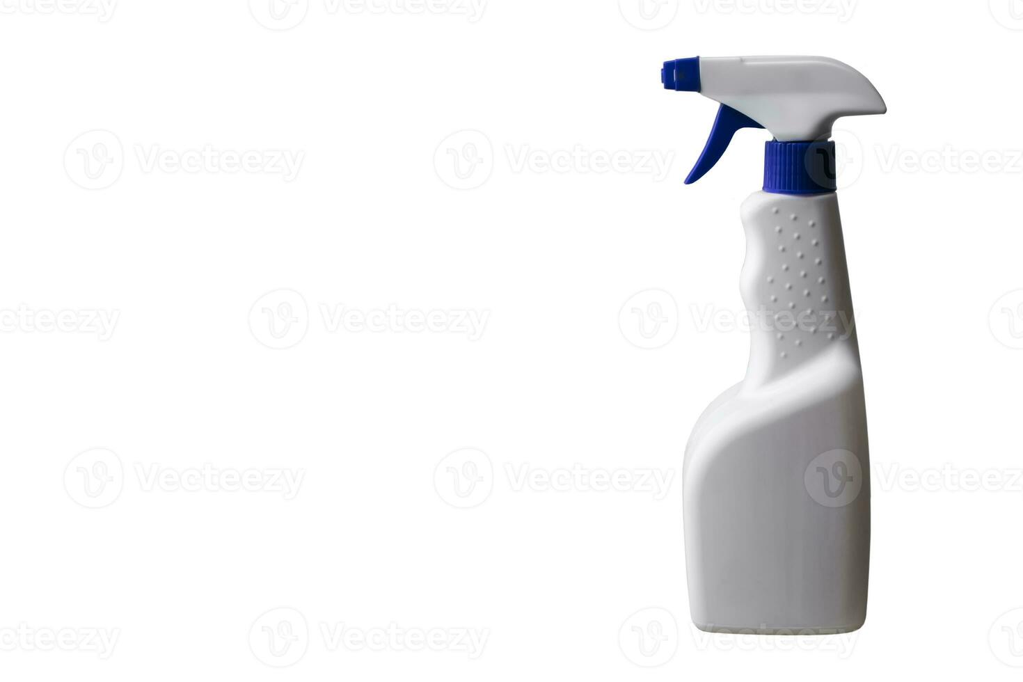 disinfettante spray bottiglia su bianca sfondo. vuoto bottiglia grilletto. foto