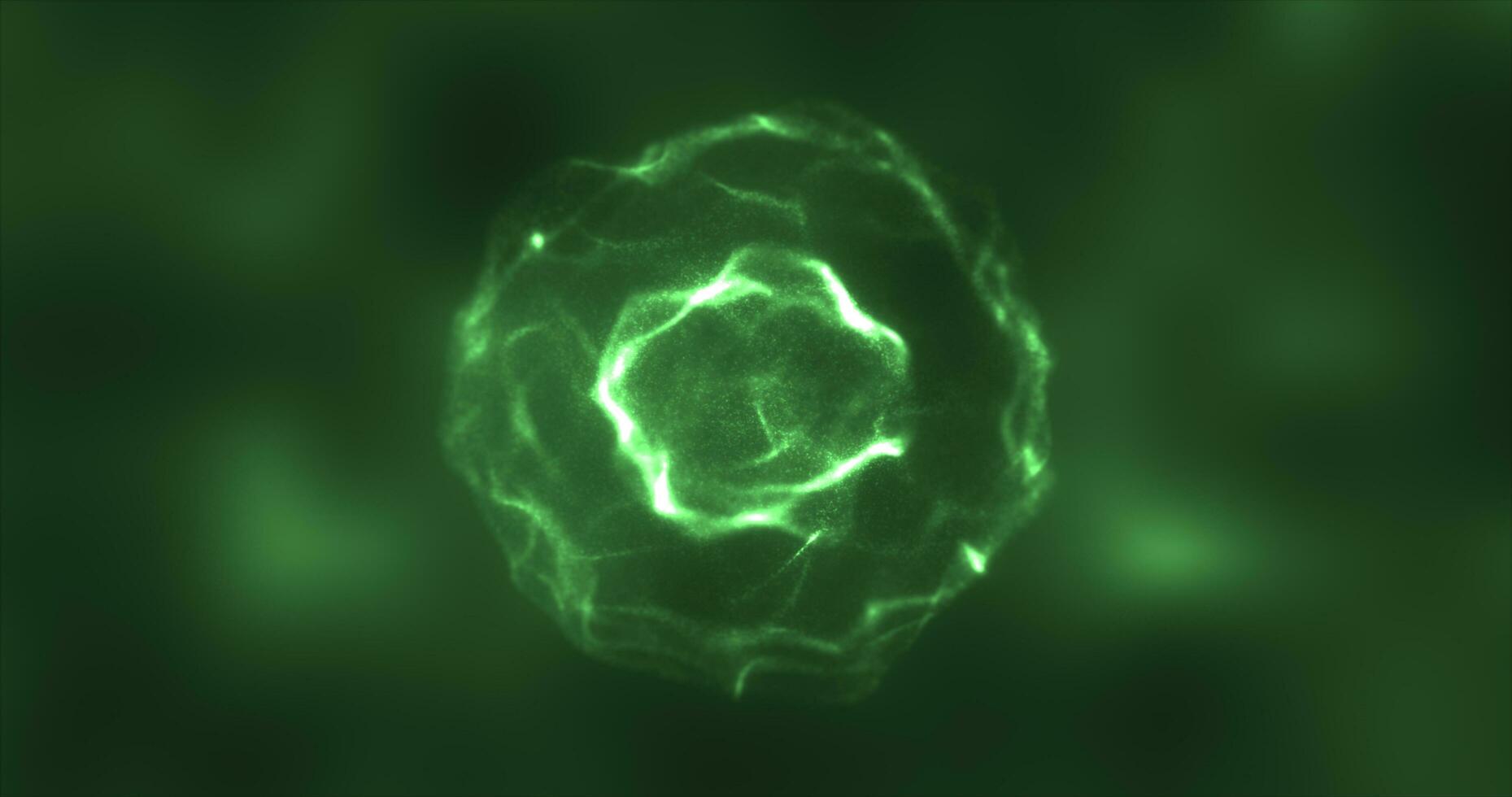 astratto verde energia il giro sfera raggiante con particella onde hi-tech digitale Magia astratto sfondo foto