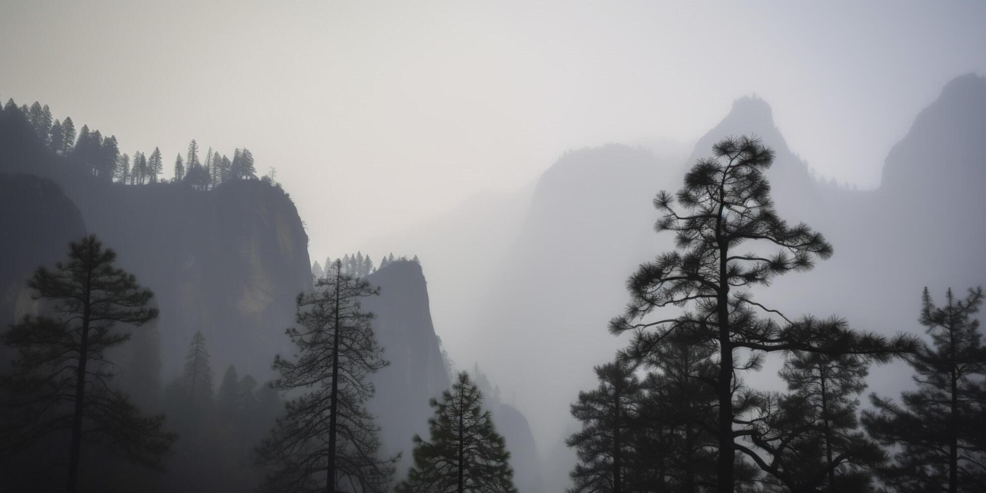 nebbioso montagne paesaggio ai generato foto