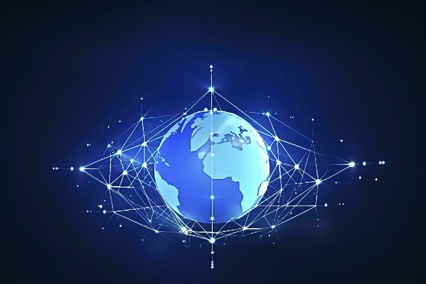 globale Rete su terra concetto. 3d rendering, mondo carta geografica punto. grande dati analitica e attività commerciale concetto, mondo carta geografica punto e linea composizione concetto di globale attività commerciale, creare ai foto