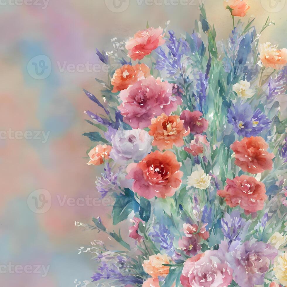 mazzo di fiori, fiore sfondo, astratto floreale sfondo, fiore mazzo quadri, fiore illustrazione, botanico acquerello illustrazione, botanico acquerello illustrazione, generativo ai foto