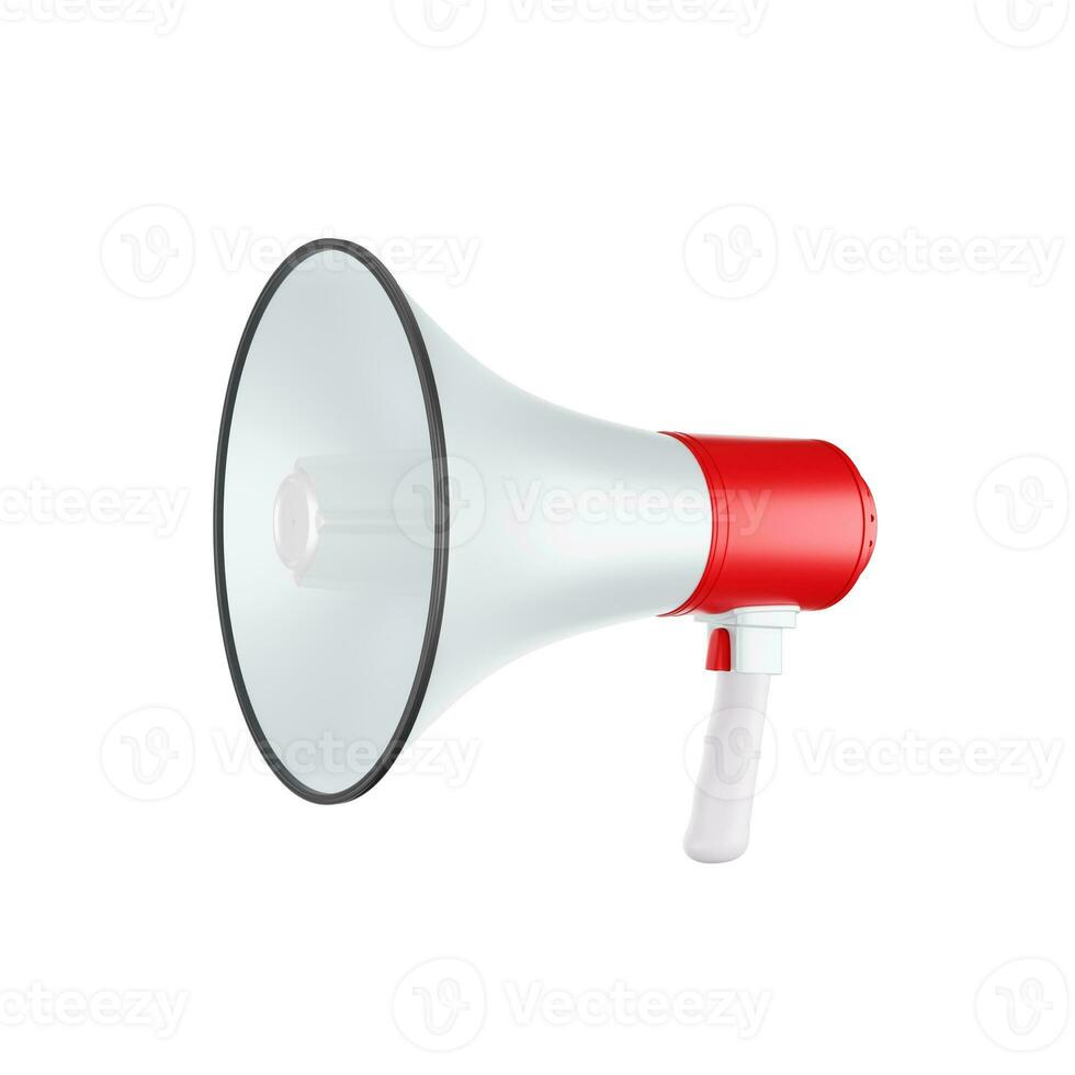 altoparlante o megafono corno bianca e rosso megafon è un' simulato notifica altoparlante icona. 3d illustrazione interpretazione - ritaglio sentiero foto