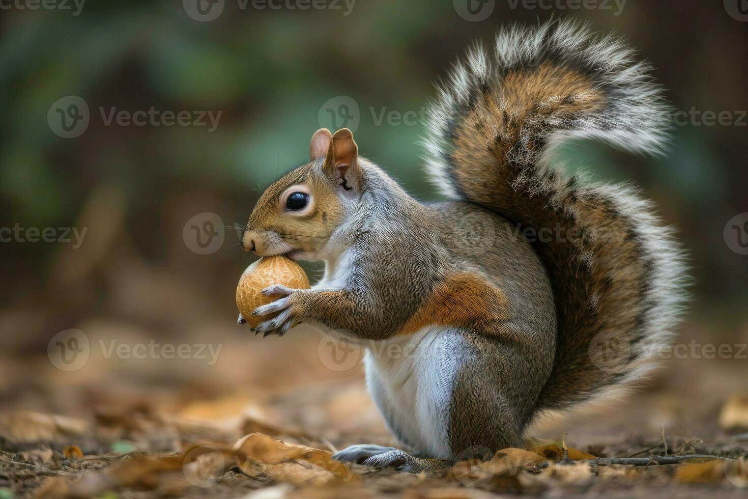 scoiattolo ghianda foresta autunno. creare ai foto