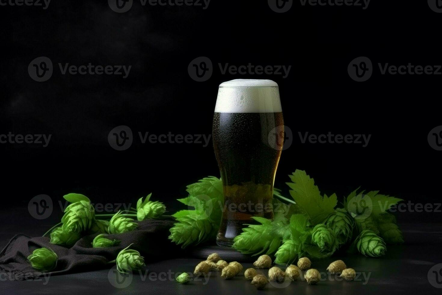 bicchiere birra verde luppolo bere. creare ai foto