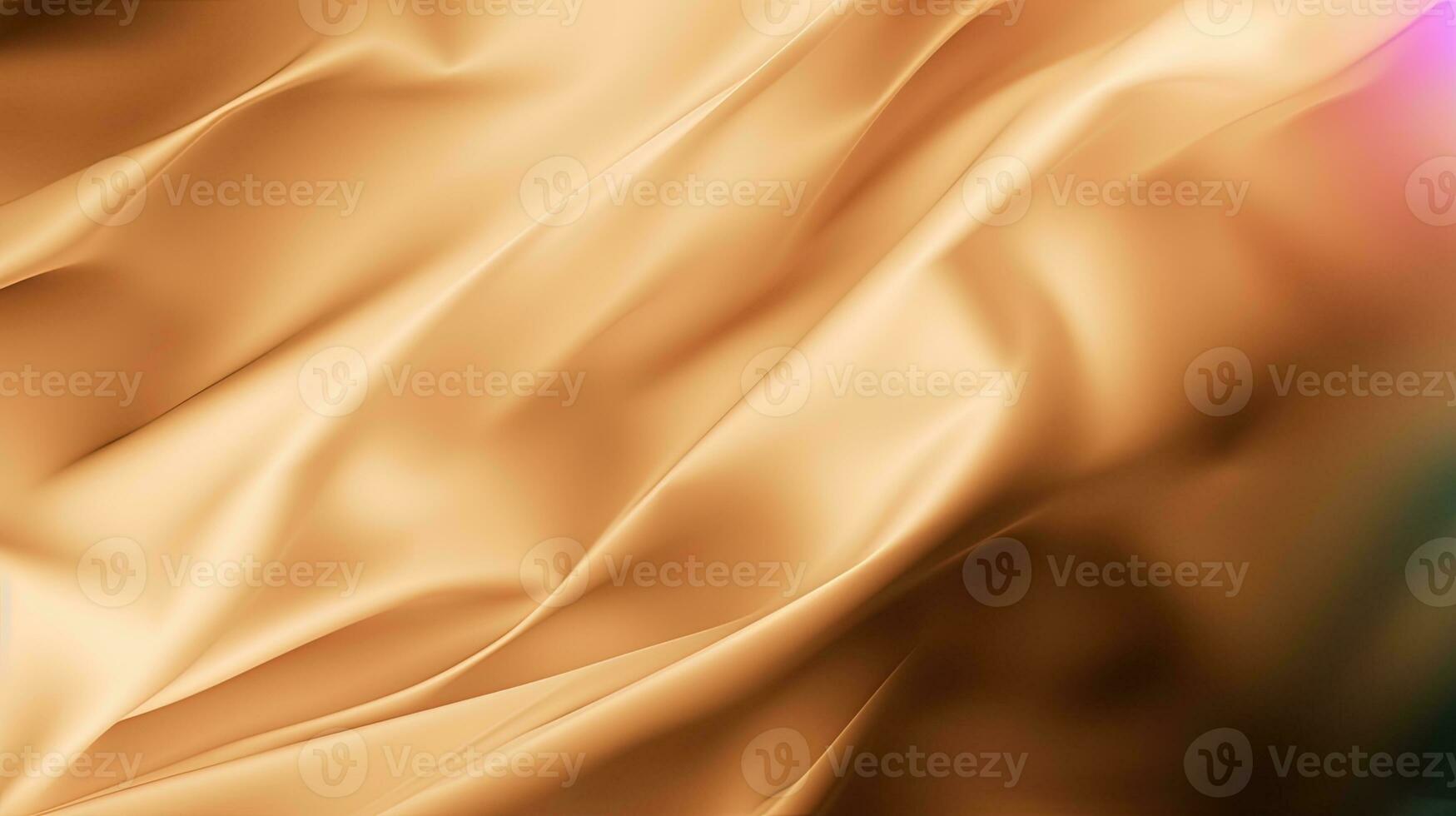 oro raso tessuto struttura sfondo. avvicinamento di increspato d'oro seta tessuto. 3d rendere illustrazione foto