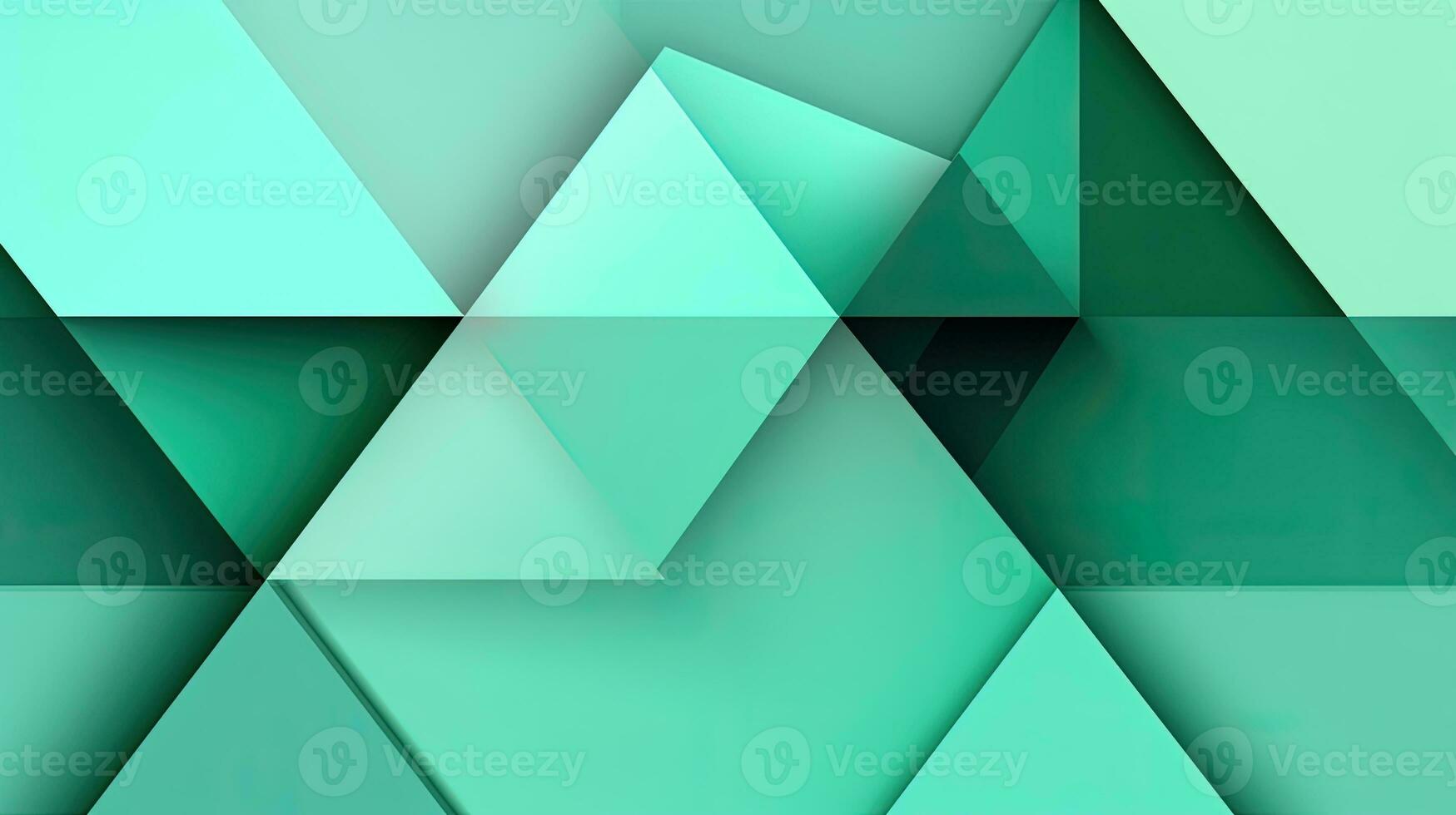 astratto geometrico sfondo con triangoli nel verde colori. 3d resa. foto