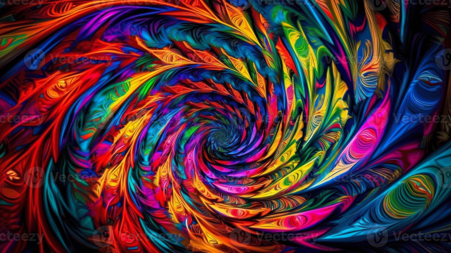 colorato spirale frattale, psichedelico sfondo generativo ai foto