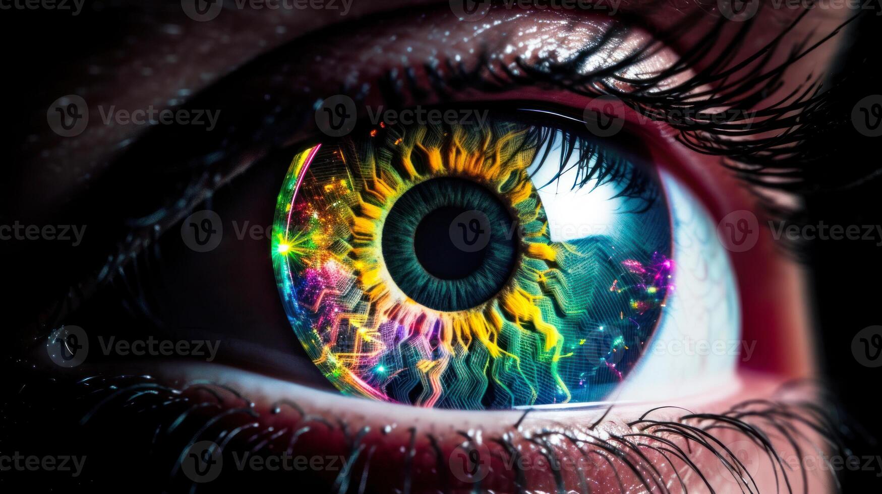 arcobaleno colorato occhio avvicinamento generativo ai foto