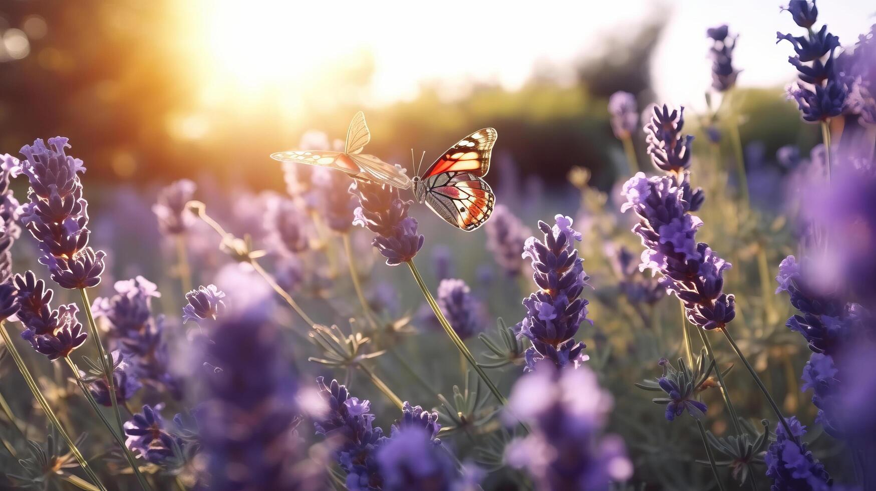 fioritura lavanda campo. illustrazione ai generativo foto