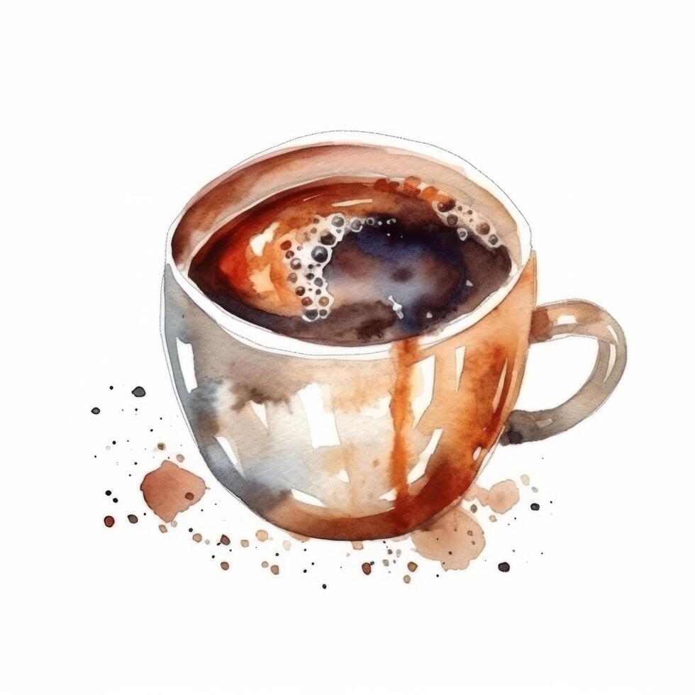acquerello caffè tazza. illustrazione ai generativo foto