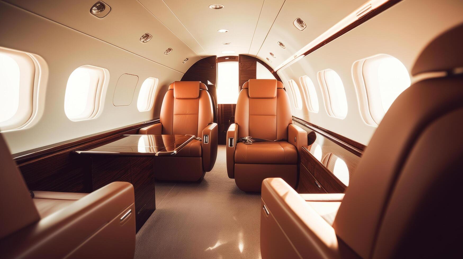interno di lussuoso privato Jet illustrazione ai generativo foto