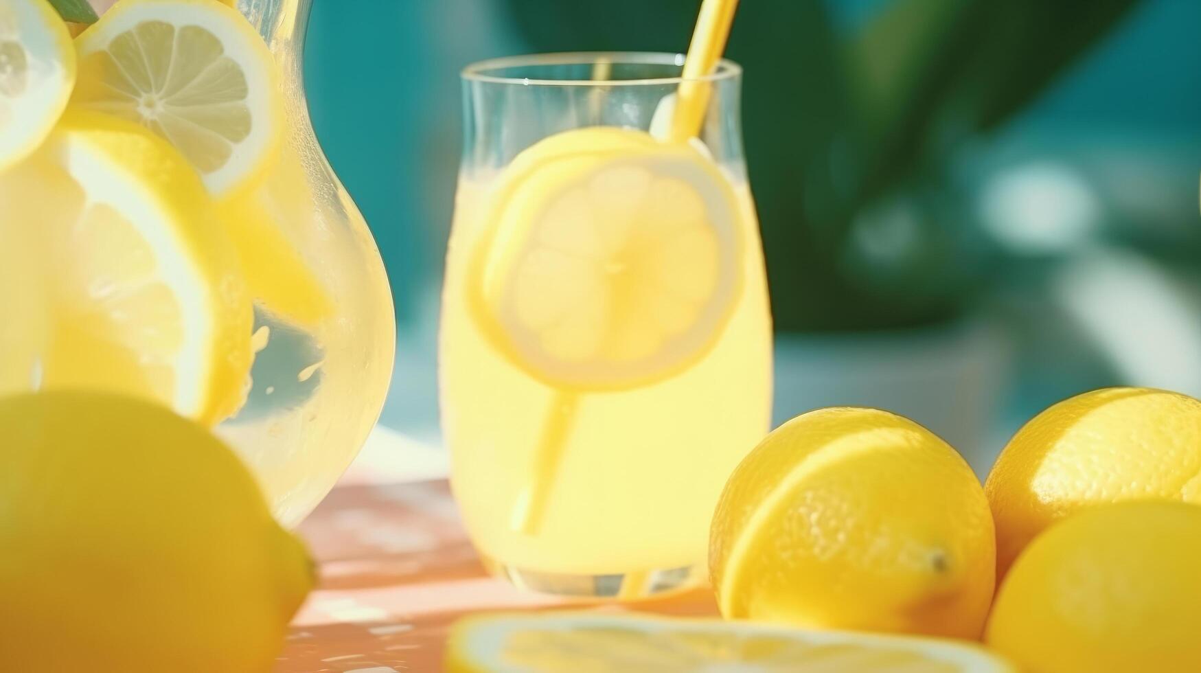 freddo limonata sfondo. illustrazione ai generativo foto