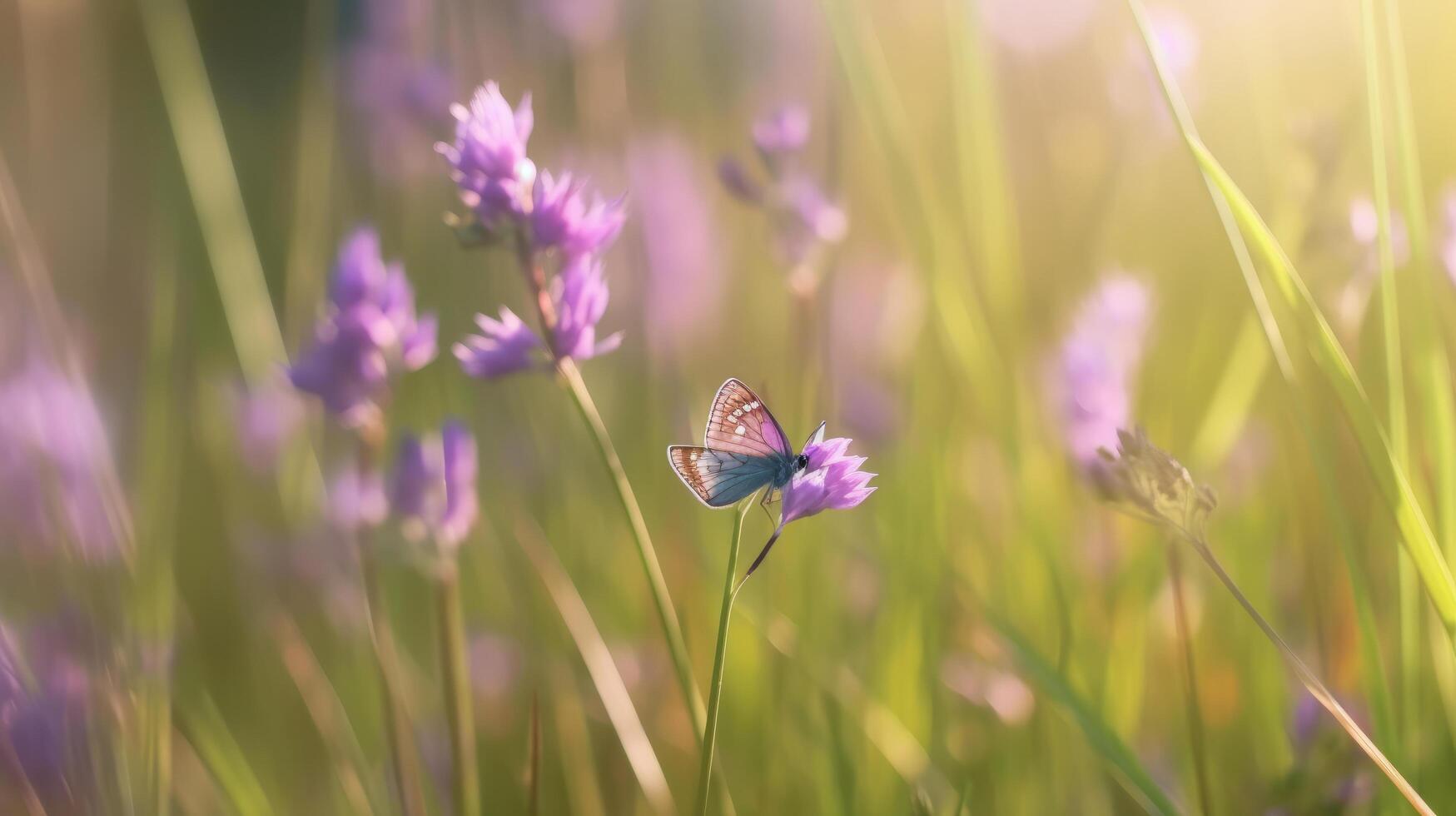 naturale sfondo con farfalla su campo. illustrazione ai generativo foto