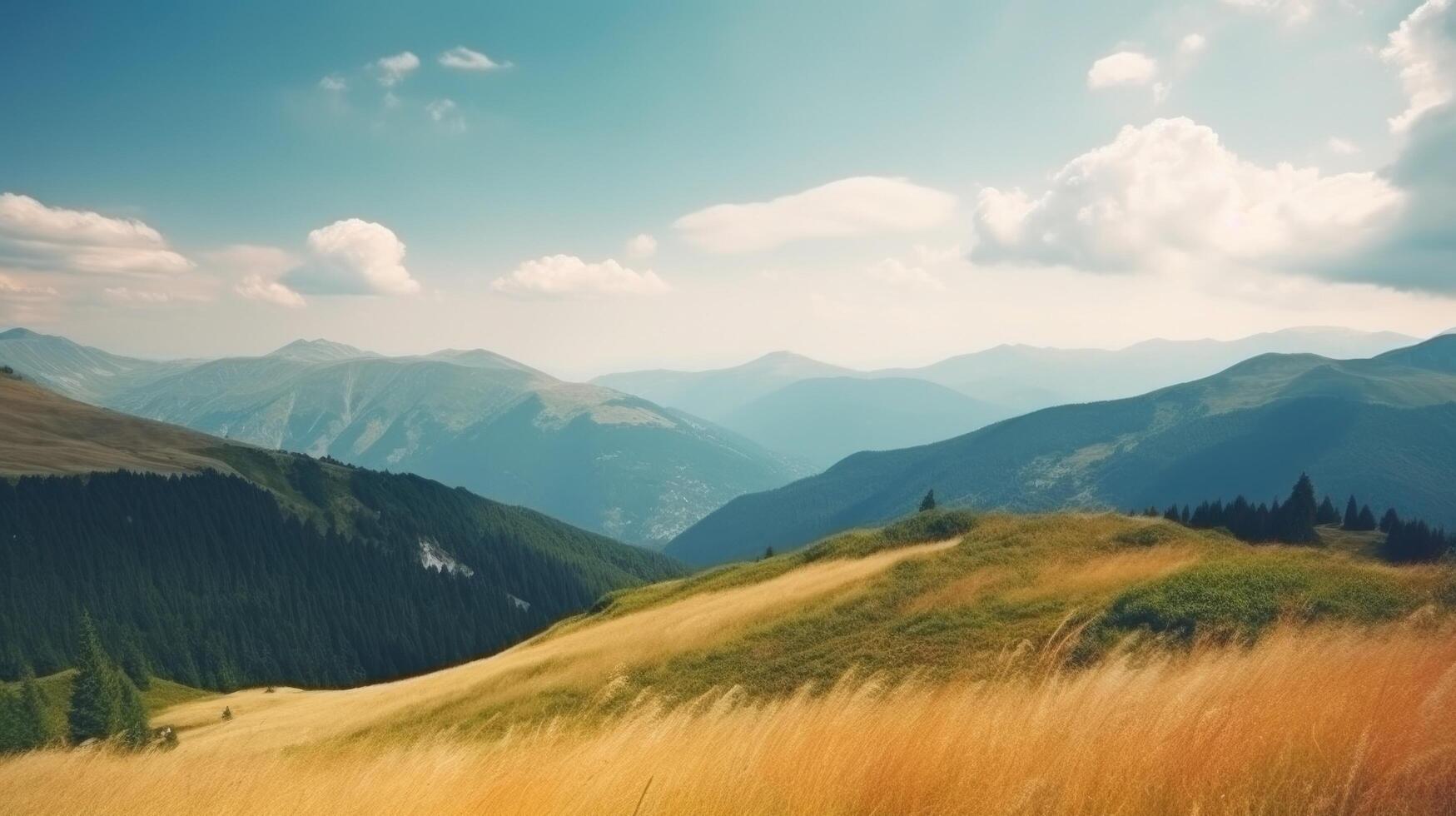 Alpi estate sfondo. illustrazione ai generativo foto