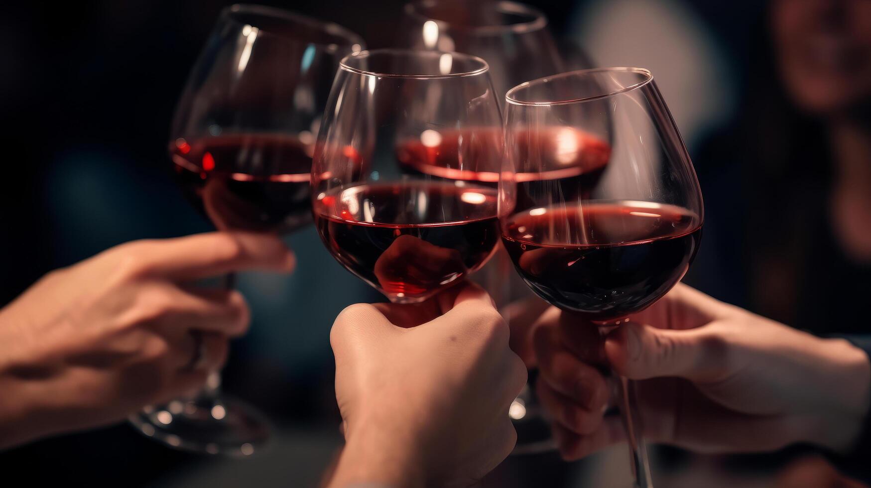 persone mani siamo coniato con bicchieri di vino illustrazione ai generativo foto