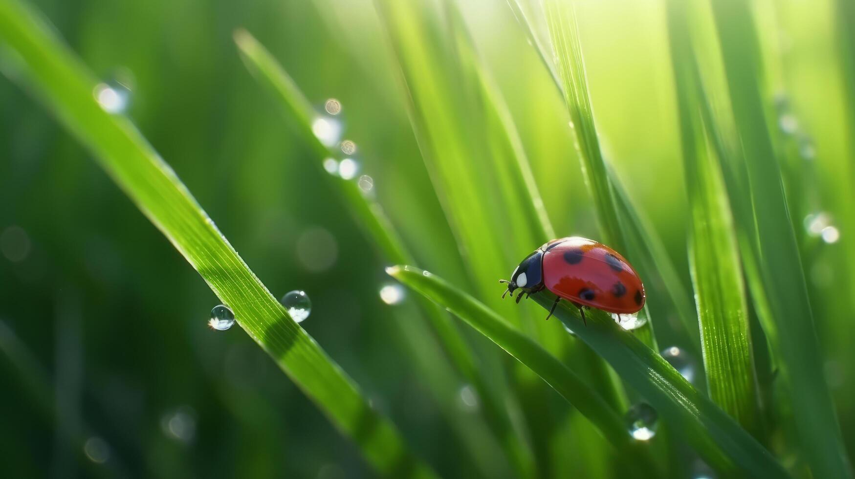 rosso coccinella sfondo. illustrazione ai generativo foto