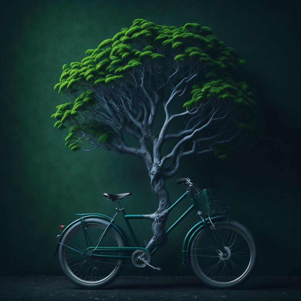 mondo bicicletta giorno eco verde trasporto concetto ai generato foto