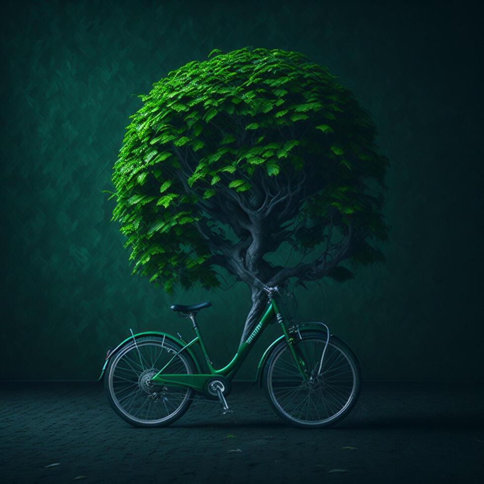 mondo bicicletta giorno eco verde trasporto concetto ai generato foto