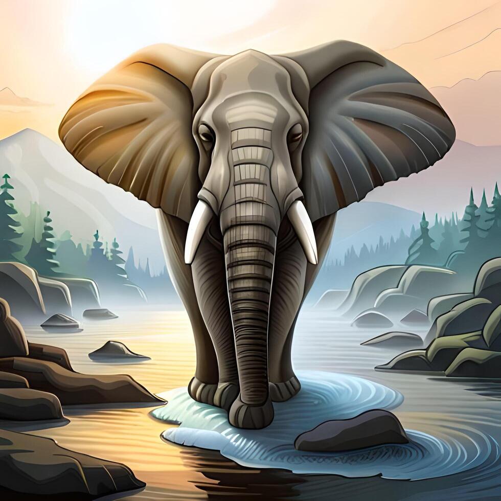 ai generato Immagine illustrazione di un elefante nel il selvaggio foresta foto