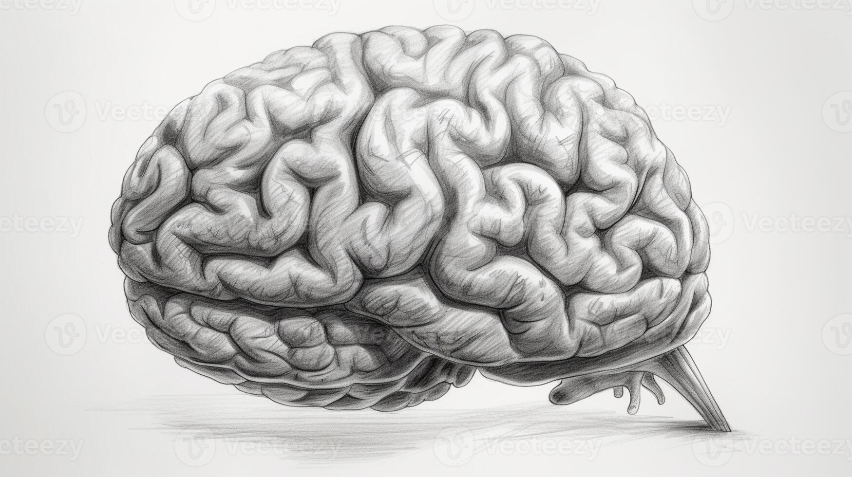 mano disegnato schizzo di umano cervello su sfondo. ai generato foto
