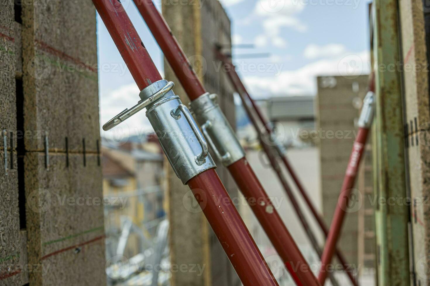impalcatura tubo morsetto e parti, parte di un' costruzione luogo nel graz, Austria. foto