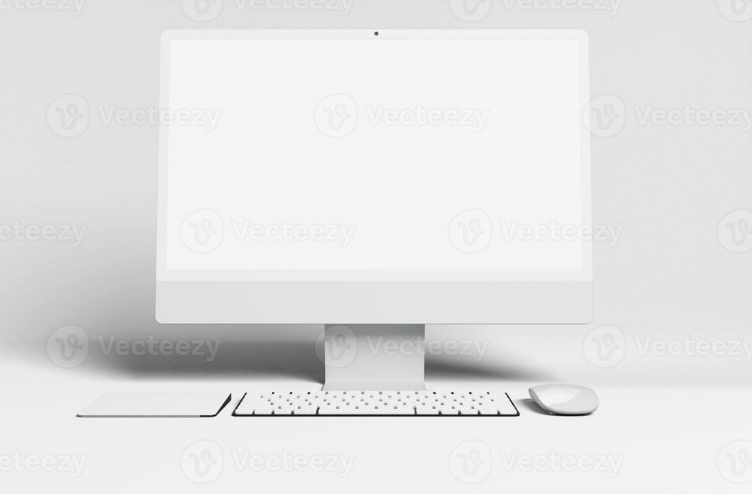 computer pulito opera scrivania nel bianca sfondo foto