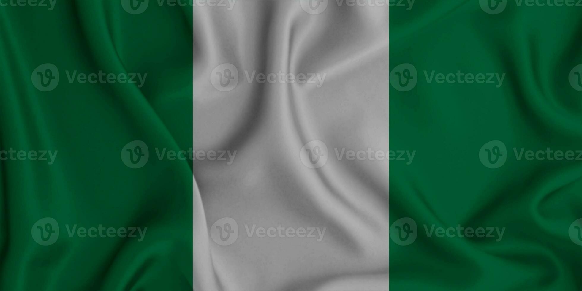 realistico agitando bandiera di Nigeria, 3d illustrazione foto