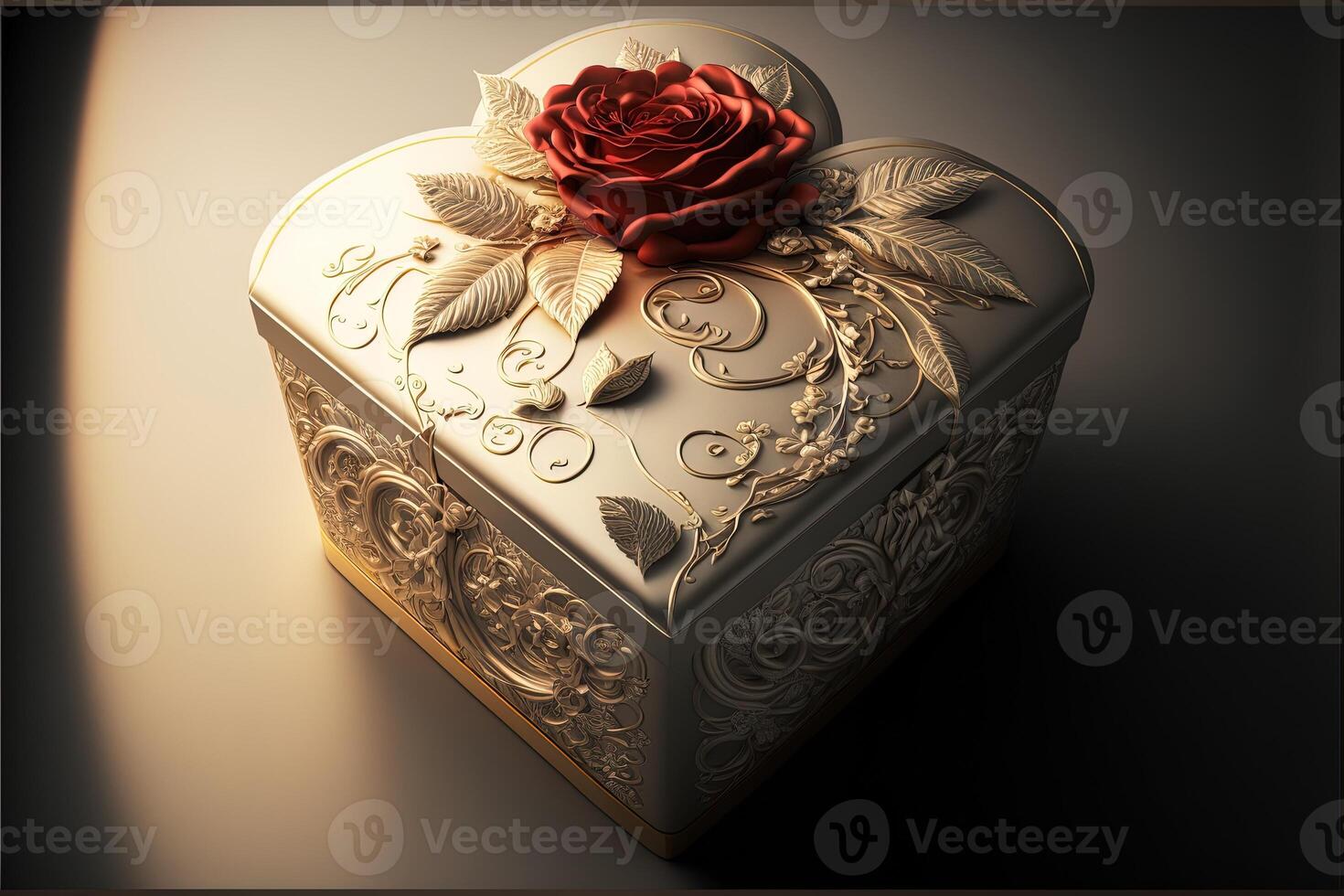 realistico decorativo regalo scatole 3d i regali bianca cartone confezione modelli lato Visualizza cuore forma regali perfettamente avvolto san valentino pacco regalo lusso cartone generativo ai foto