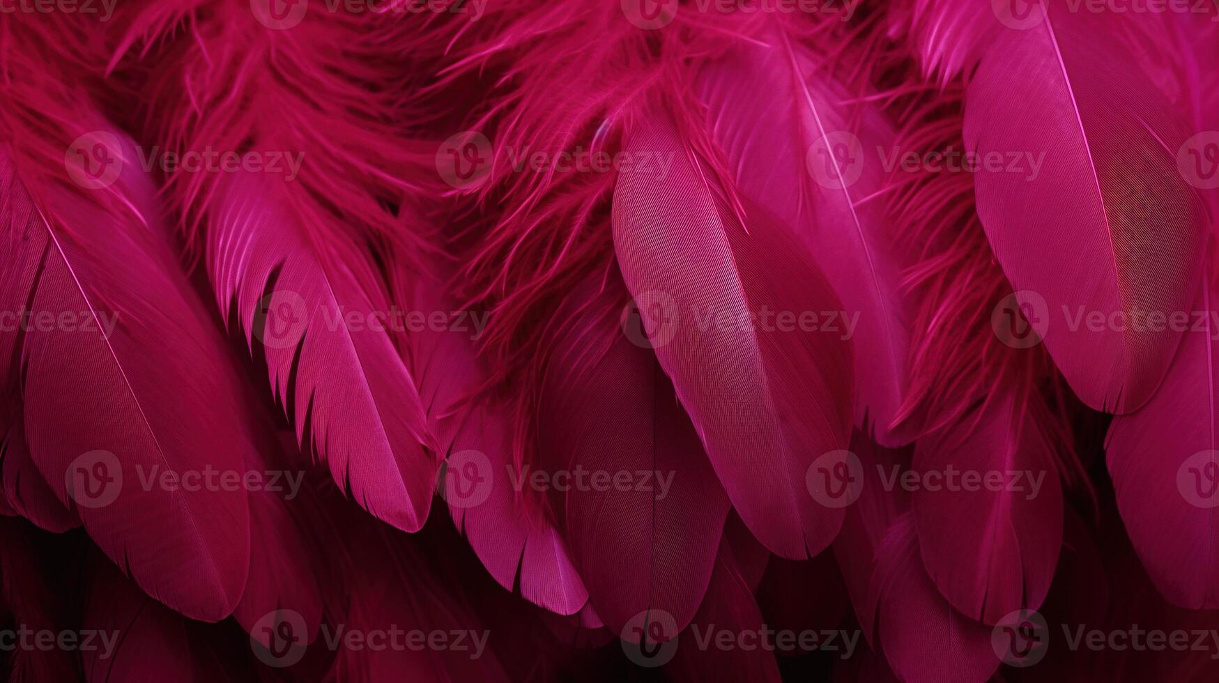 generativo ai, bellissimo Viva magenta rosa avvicinamento piume, fotorealistico sfondo. piccolo soffice rosa piume a caso sparpagliato formatura foto