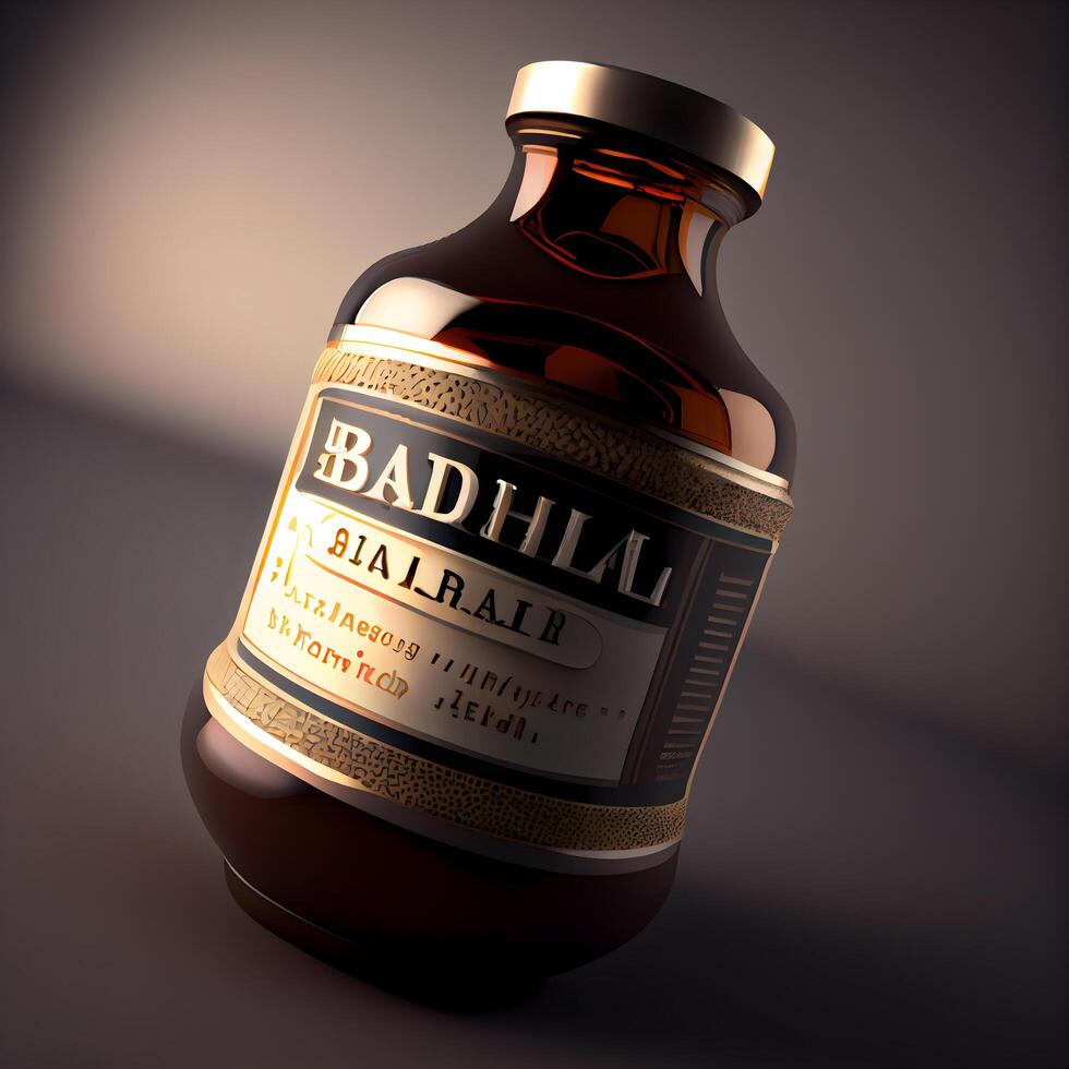 3d illustrazione di un' bottiglia di Babilia, ai generativo Immagine foto