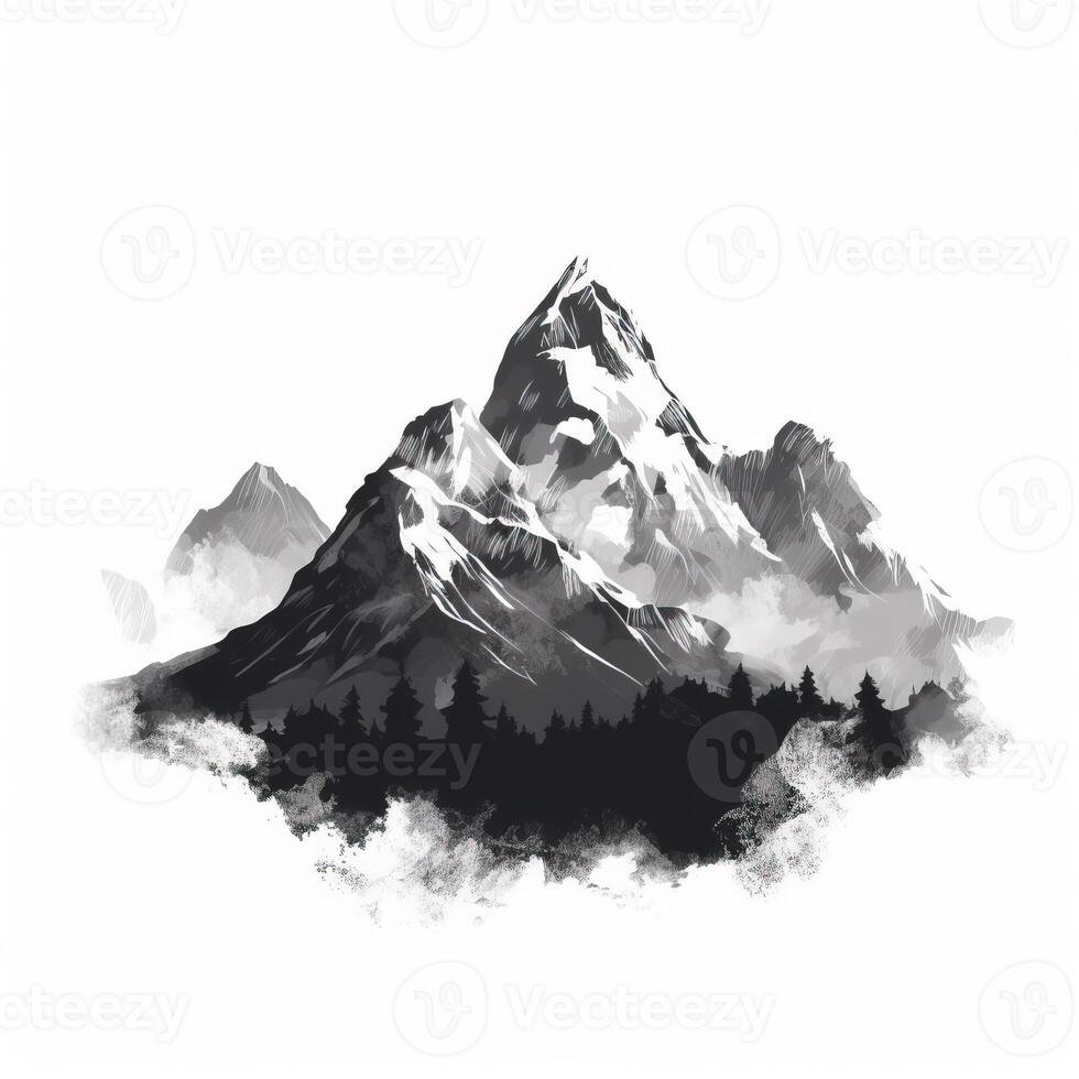 montagne matita disegno semplice illustrazione di generato ai montagne matita disegno semplice foto