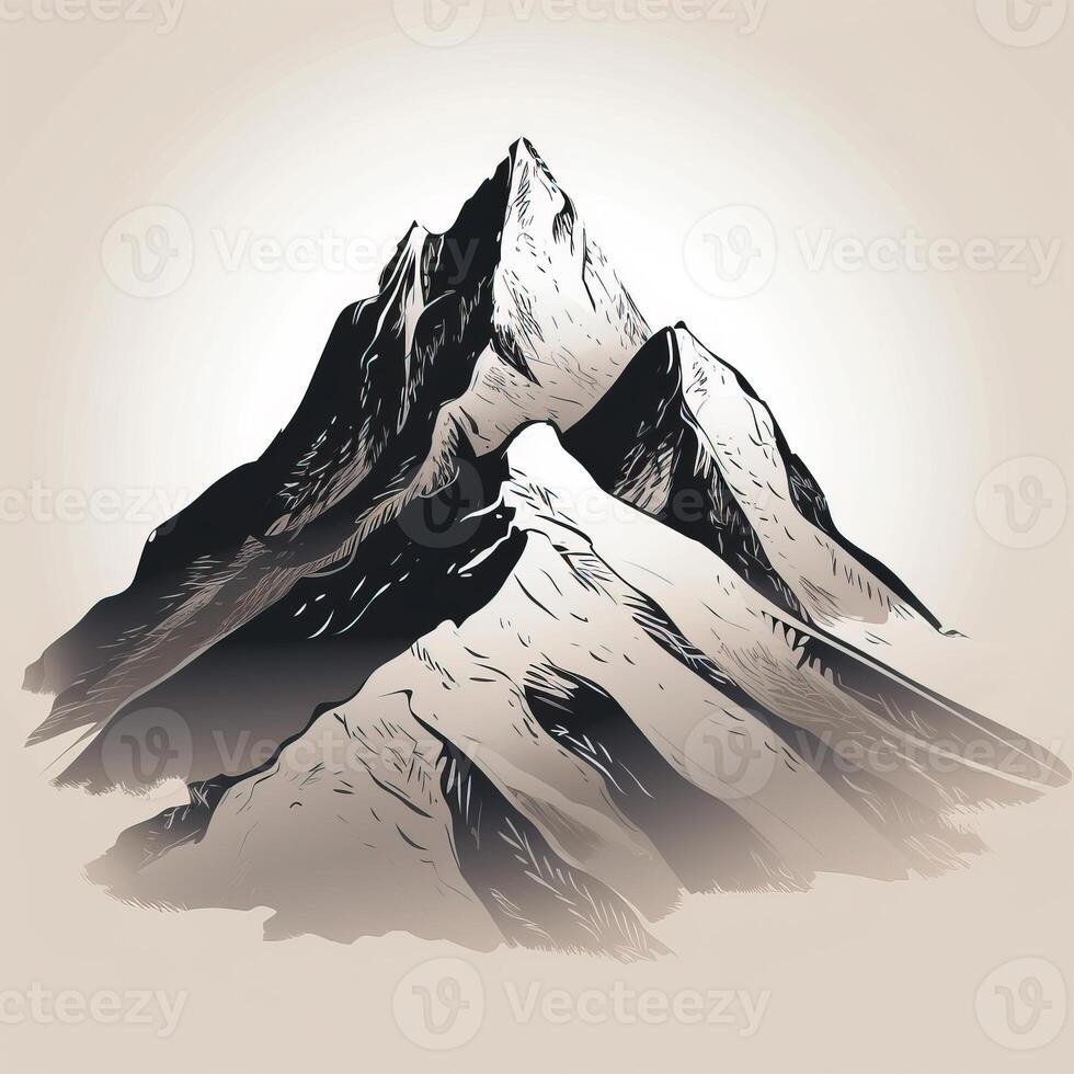 montagne matita disegno semplice illustrazione di generato ai montagne matita disegno semplice foto