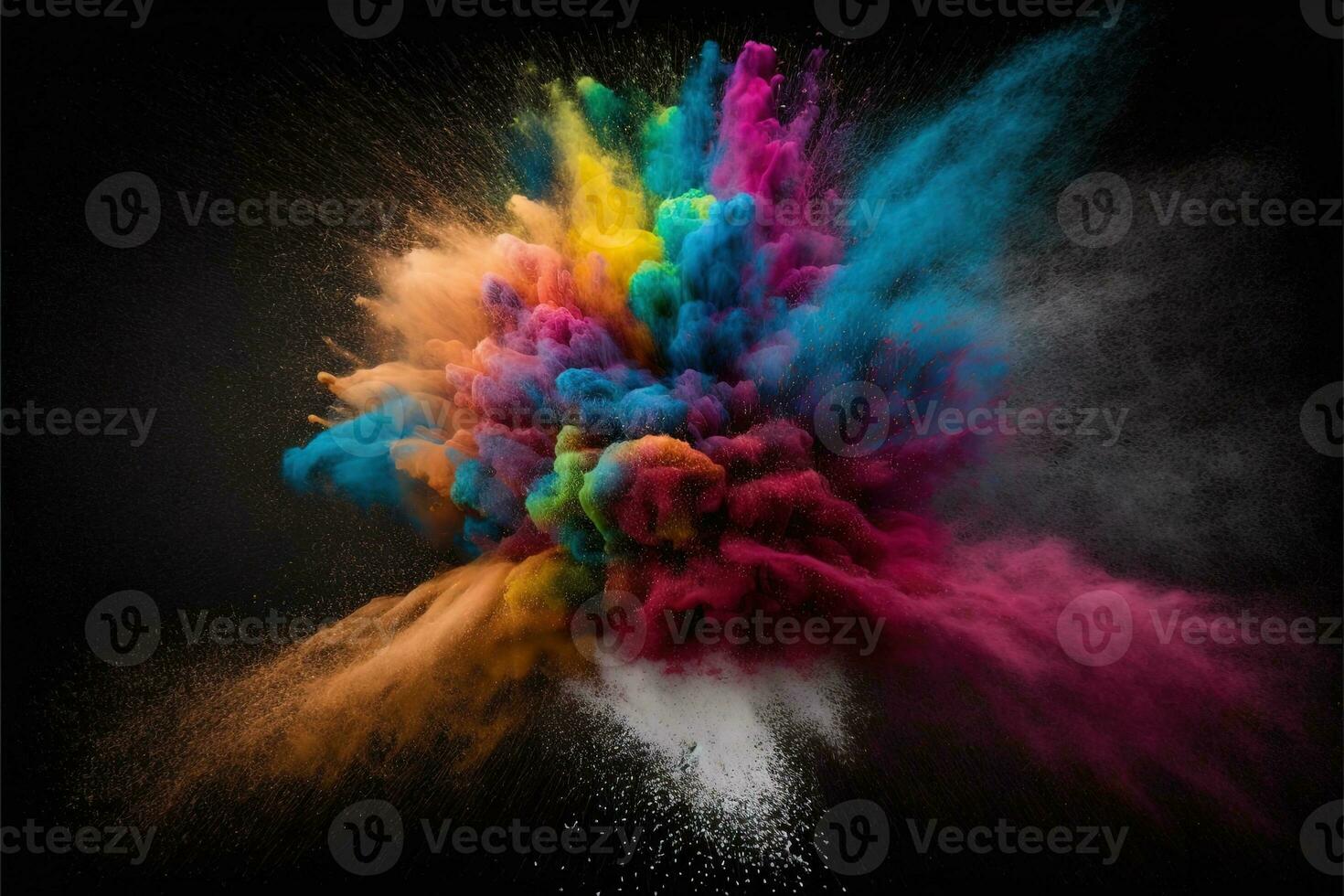 astratto multicolore polvere esplosione su nero sfondo.colorato polvere esplodere. dipinto vacanza polvere Festival. congelare movimento di colore polvere esplodere, lanciare colore polvere su sfondo. foto