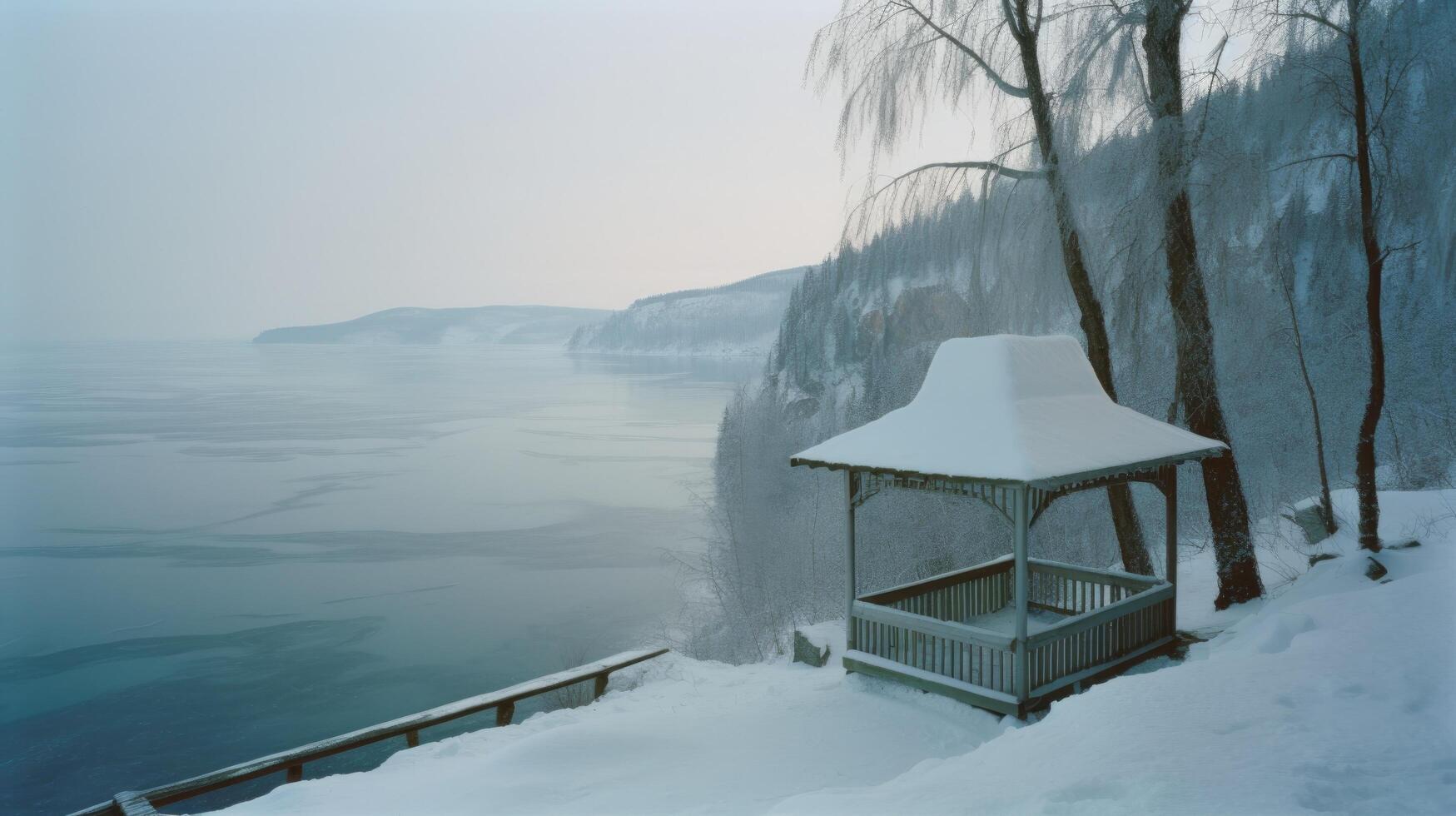 baykal lago nel inverno illustrazione ai generativo foto