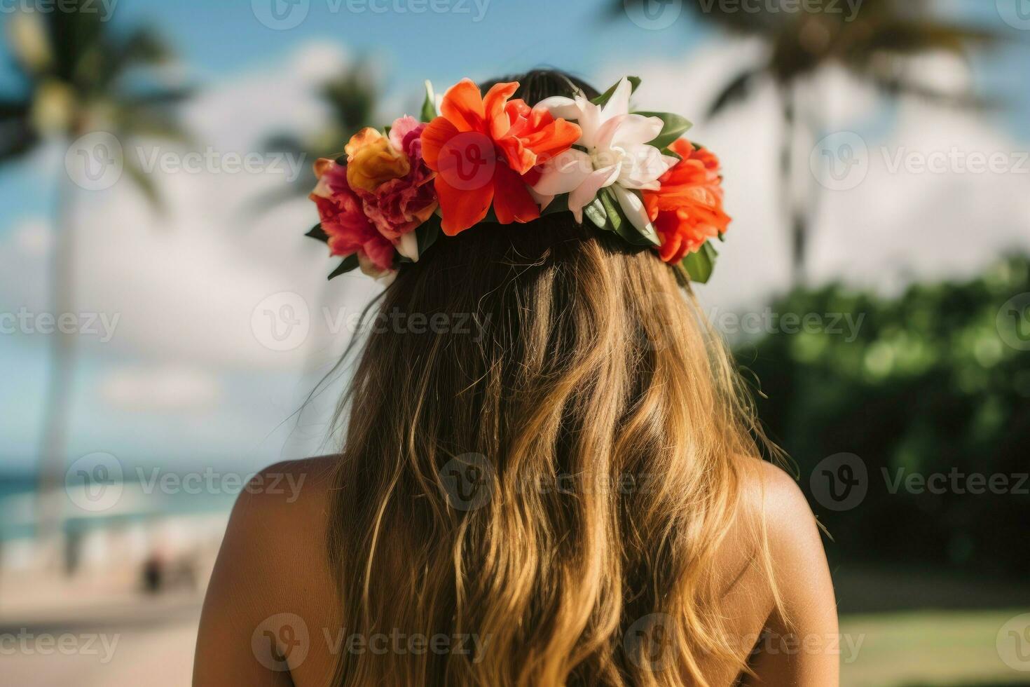 indietro Visualizza donna Hawaii. creare ai foto