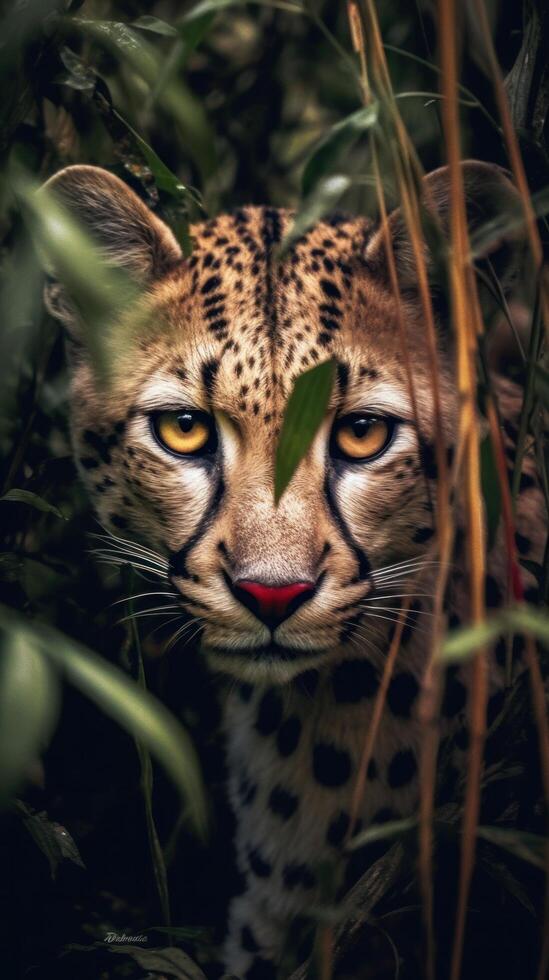 selvaggio leopardo animale. illustrazione ai generativo foto