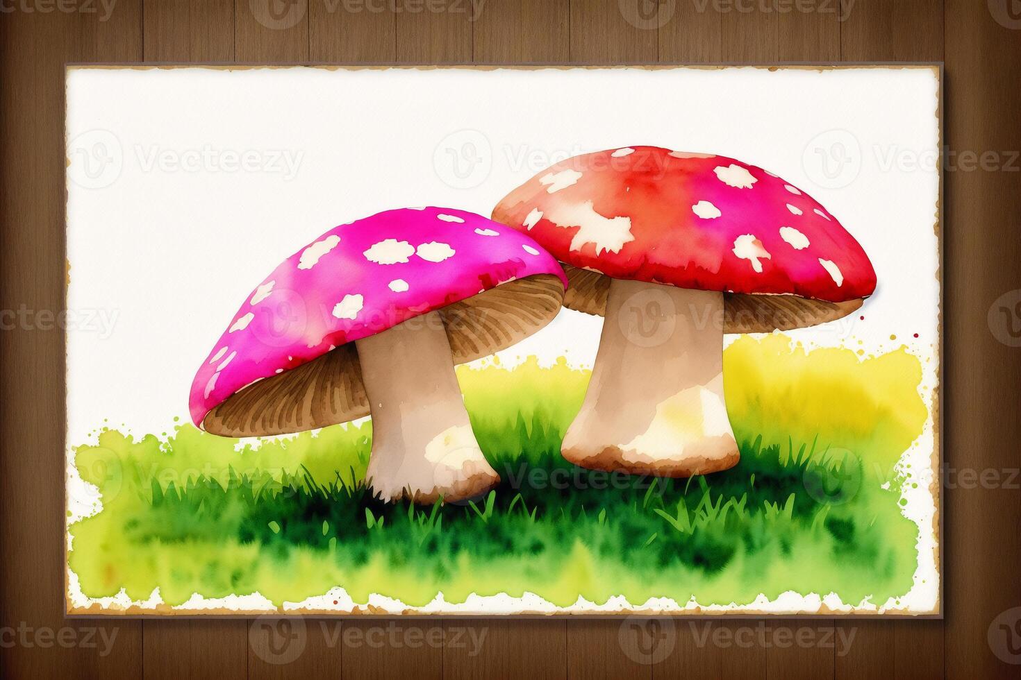 bellissimo funghi su il acquerello sfondo. acquerello dipingere. digitale arte, generativo ai foto