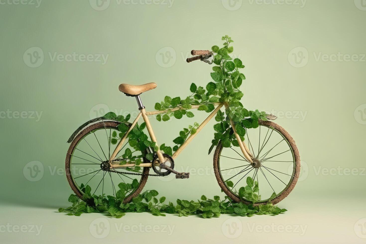 bicicletta fatto di naturale verde impianti. eco amichevole trasporto. generativo ai foto