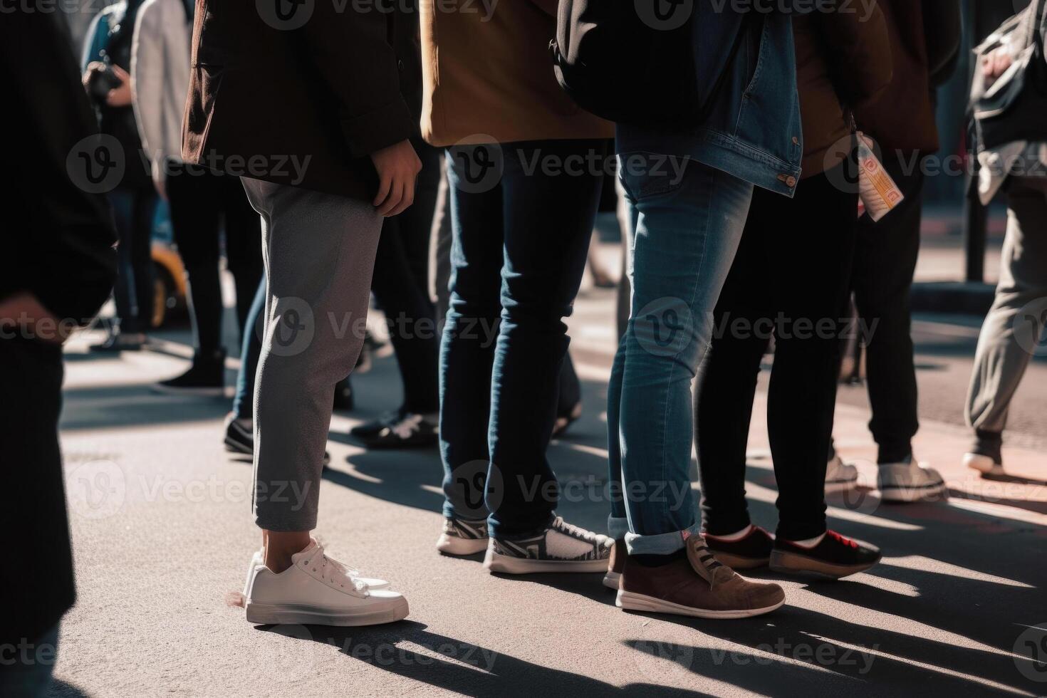 irriconoscibile persone folla a città strada. generativo ai foto