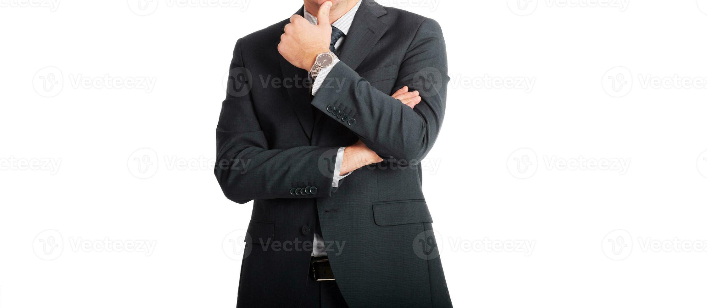 uomo d'affari con orologio uomo isolato su bianca sfondo foto