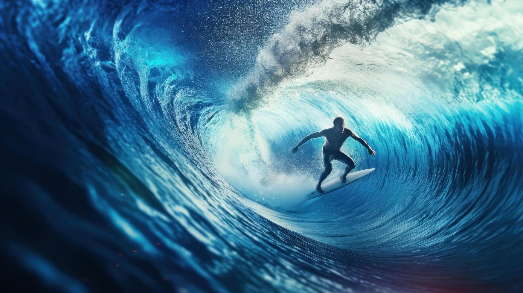 surfer nel oceano. illustrazione ai generativo foto